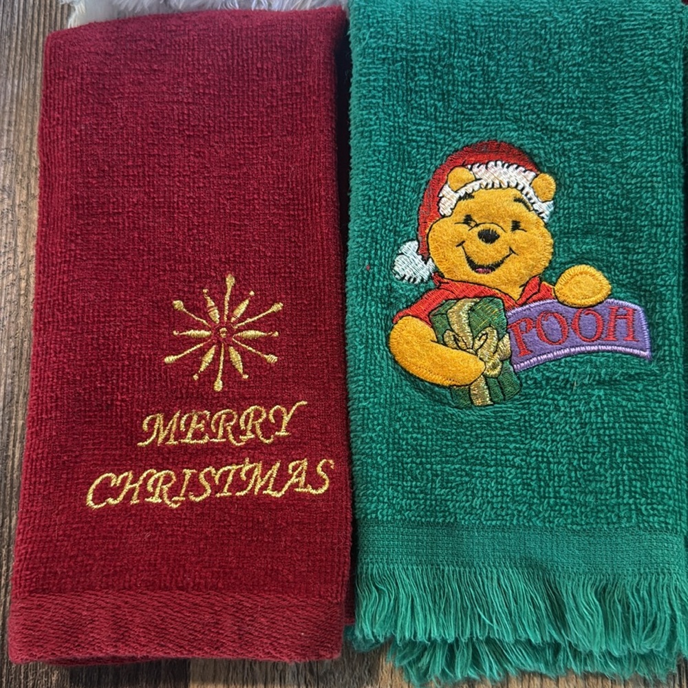 Vintage Set Of 6 Hand Guest Towels Christmas Holiday Fringe Cotton Embroidered - Picture 4 of 16